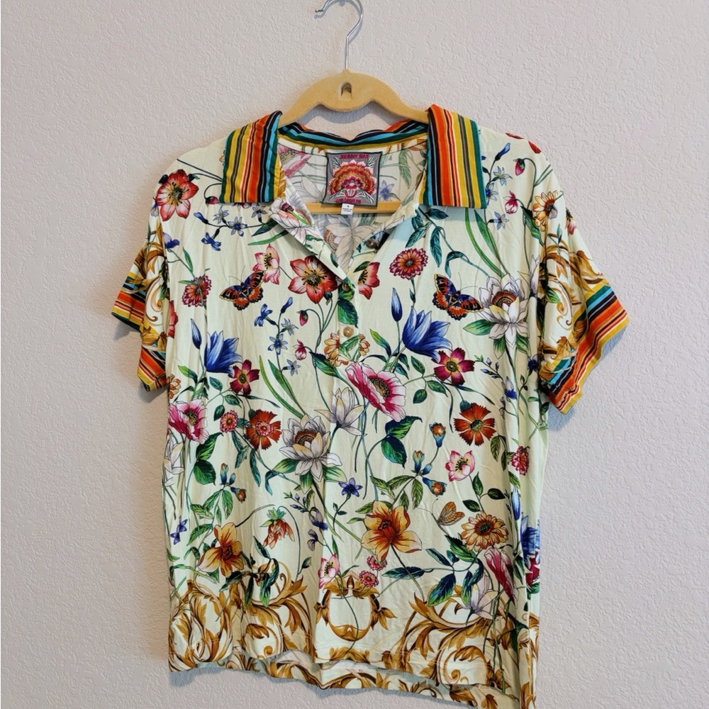 Johnny Was Felix Short Sleeve Polo Tee - Picture 2 of 5